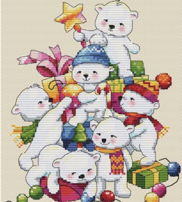 Christmas Bears Cross Stitch Kit by Merejka