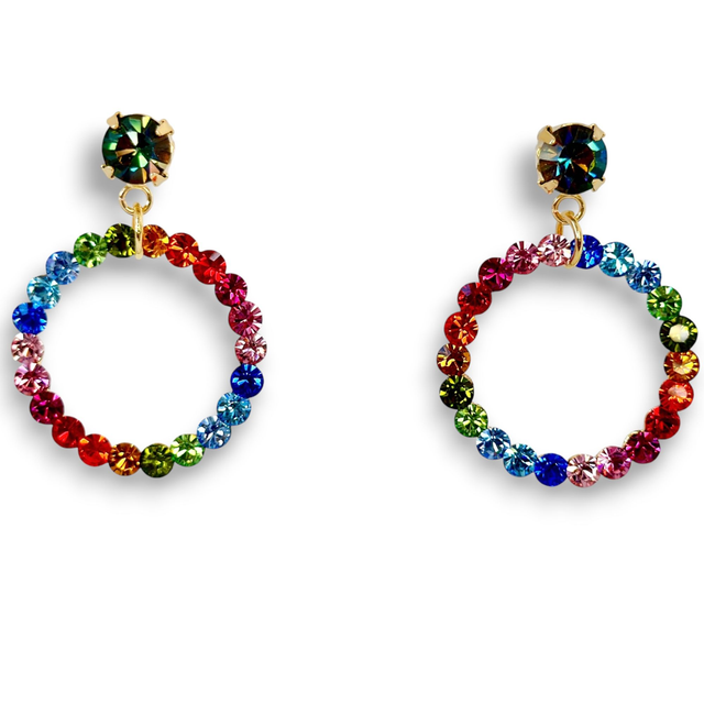 MAGIC CIRCLE MEDIUM Ohrstecker Regenbogen, Bunt, vergoldet