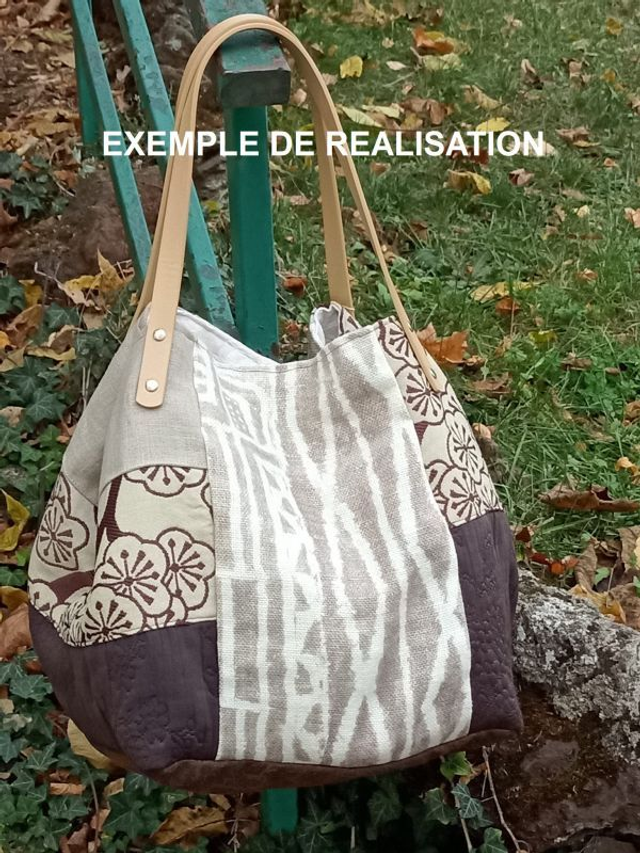 Grand sac cabas cube personnalisé tons de beige