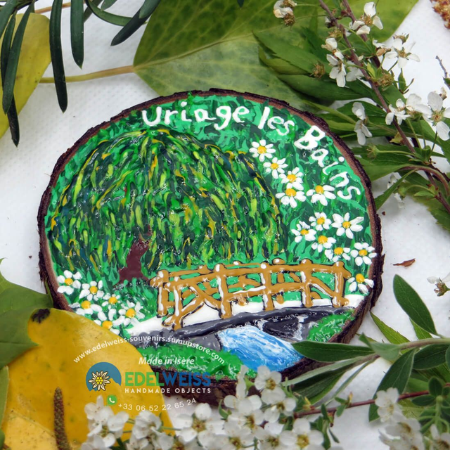 Uriage les Bains - parc avec pont et saule 