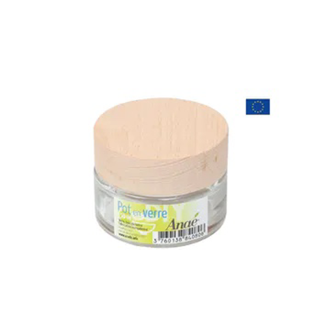 Pot en Verre Couvercle Bois - 50 ml