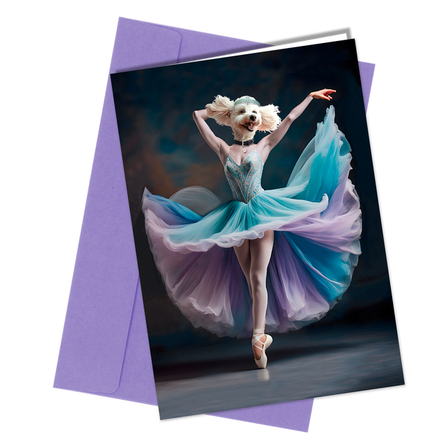 #168l White Poodle Dog Card