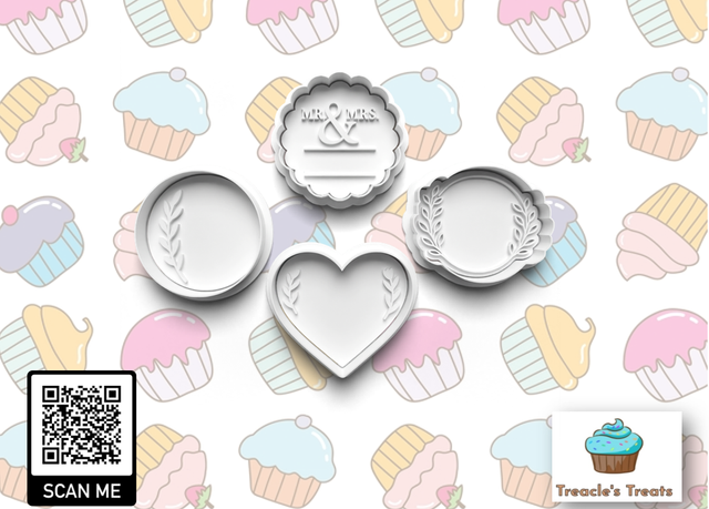 Wedding Theme Fondant/cookie stamps with cutters (Set 2)