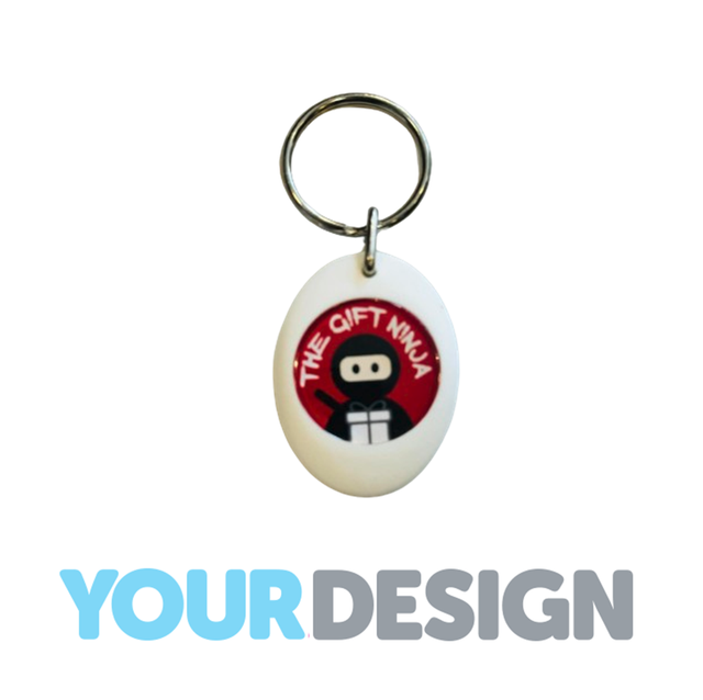 Promotional Keyrings - Round Plastic - White