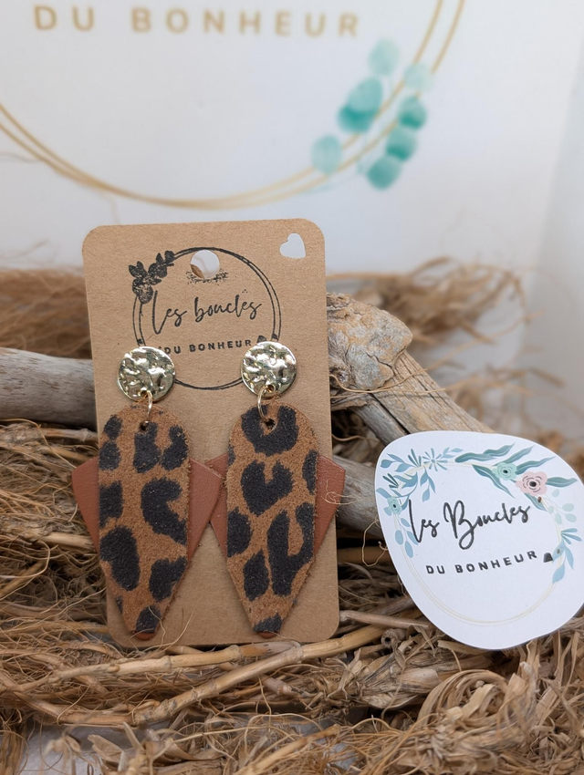 Boucles d'oreilles Graphique léopard marron gr008