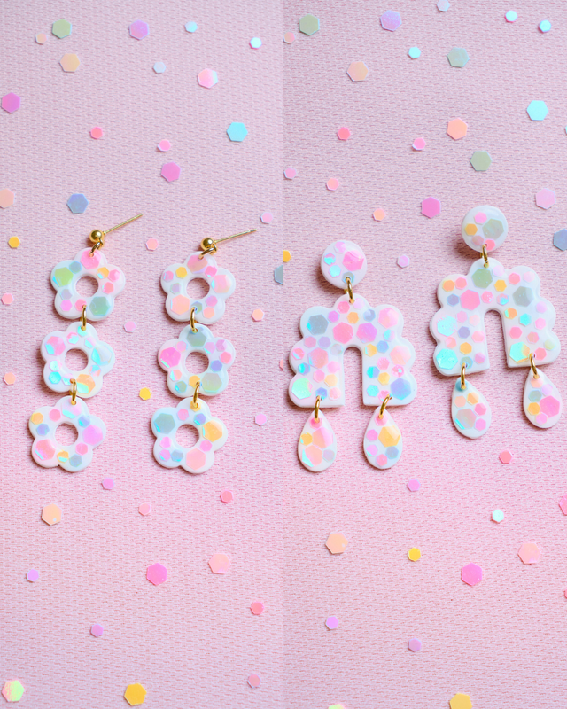 Pendientes iridiscentes