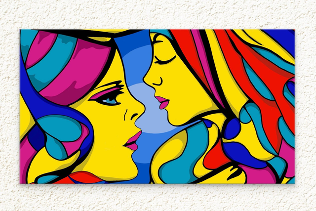 Unique, Wall Art Canvas, 'Psychedelic Girls', Digitally Hand Drawn, Wall Decor, Influenced by Milton Glaser.