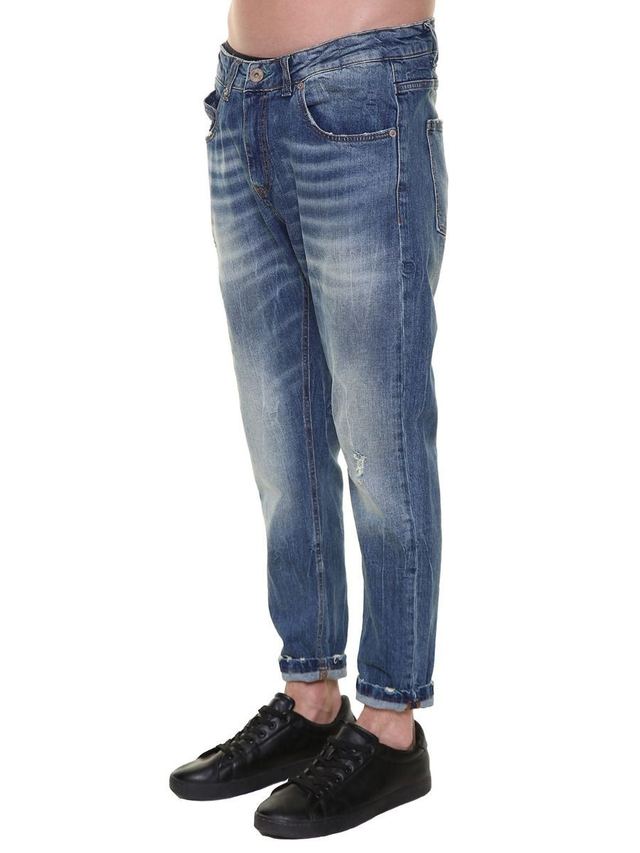 23B84E8190 - BL-11 jeans 5 tasche vita bassa bottone e zip con rotture