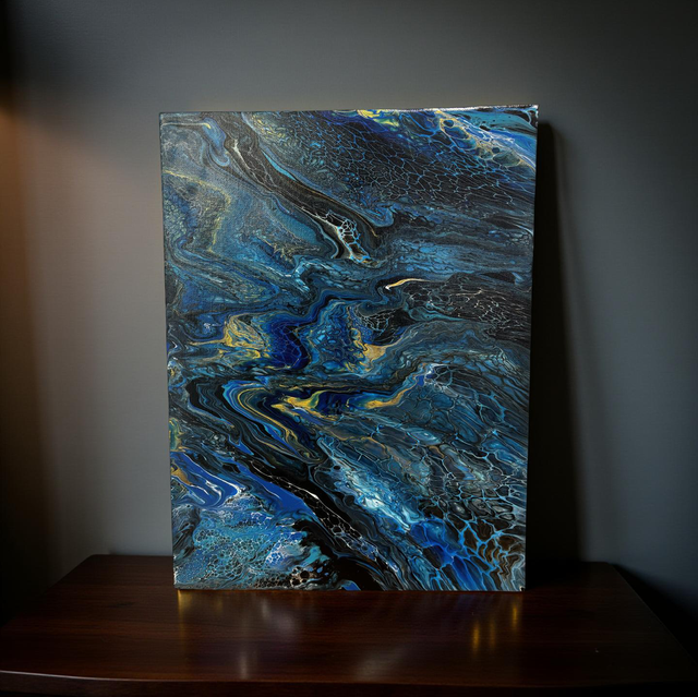 Hand Poured Acrylic Abstract Painting - 15x12 inch - POPOLS117