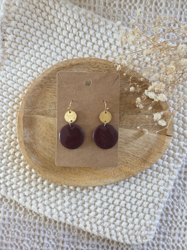 Boucles d'oreilles Salomé glossy coloris bourgogne