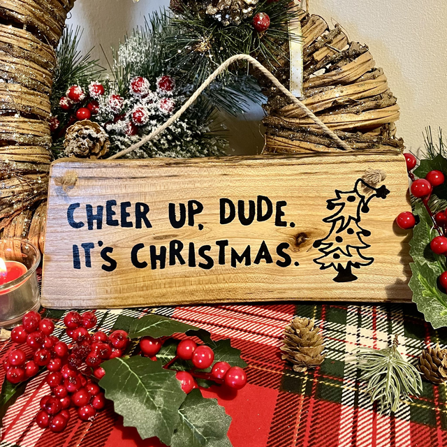 Handcrafted Elm Wood Christmas Wall Hanging