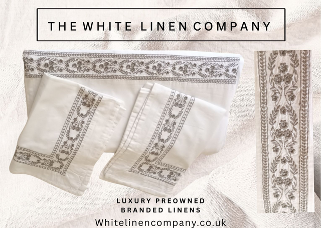 House of Fraser Junipa King White Duvet Cover Embroidered Grey Trim 100% Cotton 2 bPillowcases