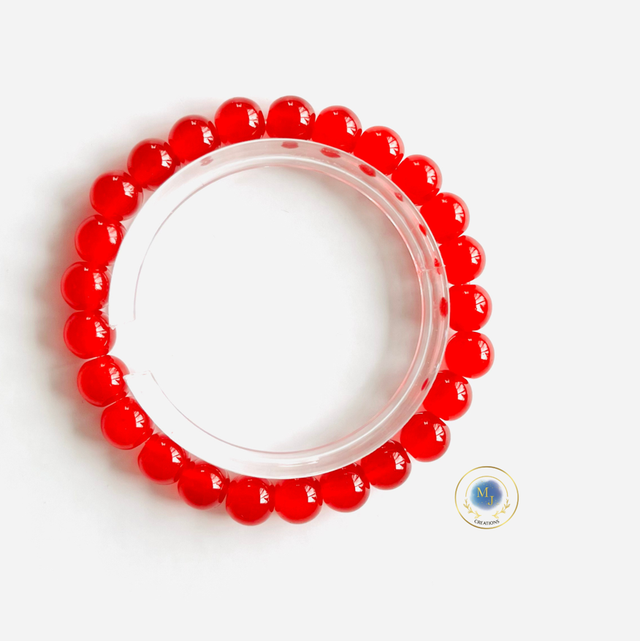 Crimson Glow Armband – Rode Crackle Kralen | Handgemaakt & Elastisch