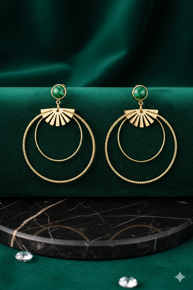 Boucles d'oreilles Malachite