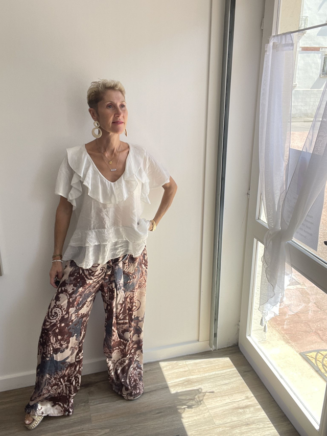 Pantalon choco et bleu 