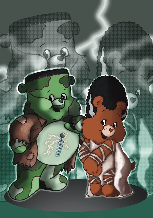 Franken-Bear &amp; Bride A5 Print