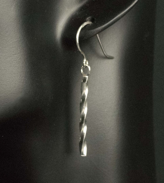 Silver Square Wire twisted drop earrings