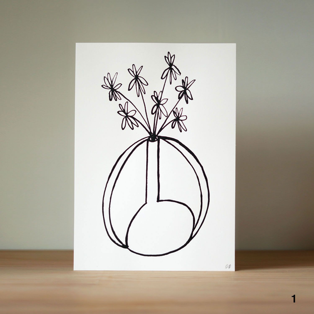 Flower Vase - Ink Original A4