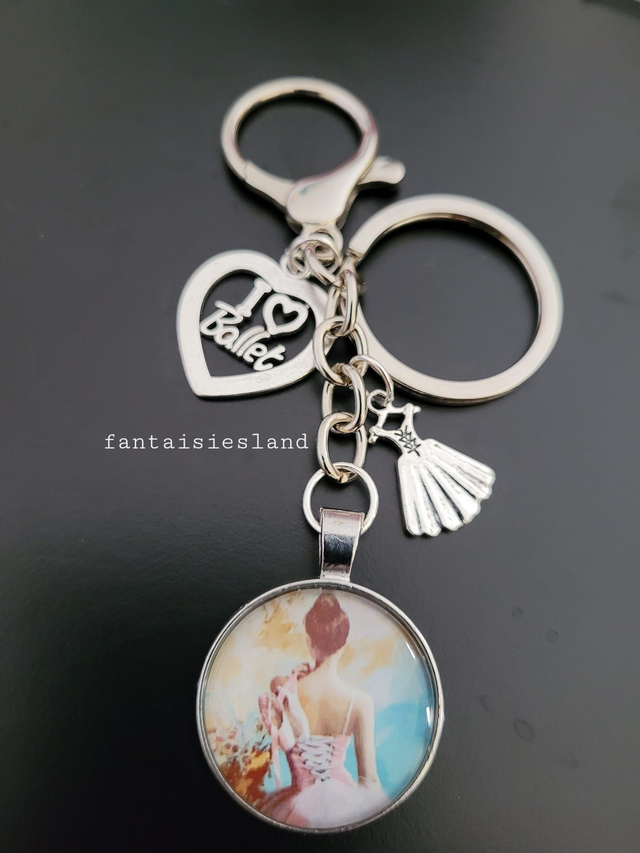 Accroch-clés argenté - Danse I love Ballet