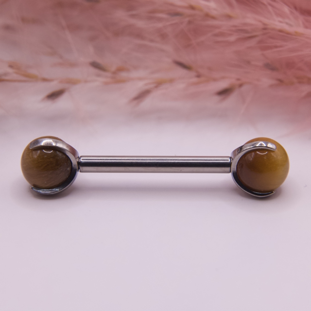 Barbell Pierres Naturelles Tiger Eye 