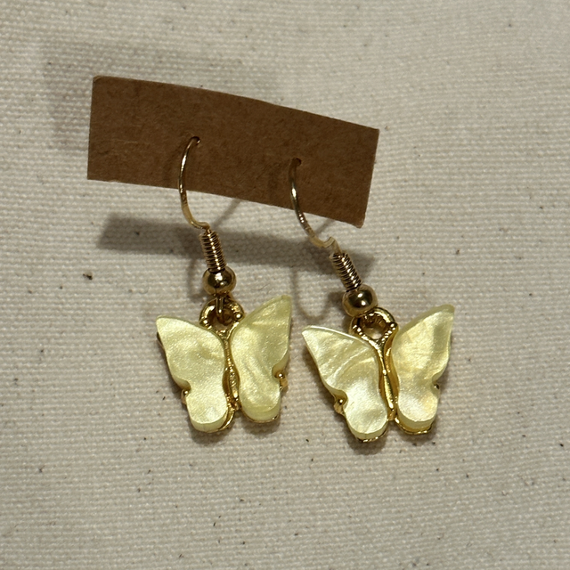 Yellow butterfly hook earrings 