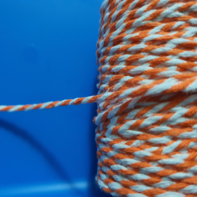 Orange and white twine 20cm for single decoration 