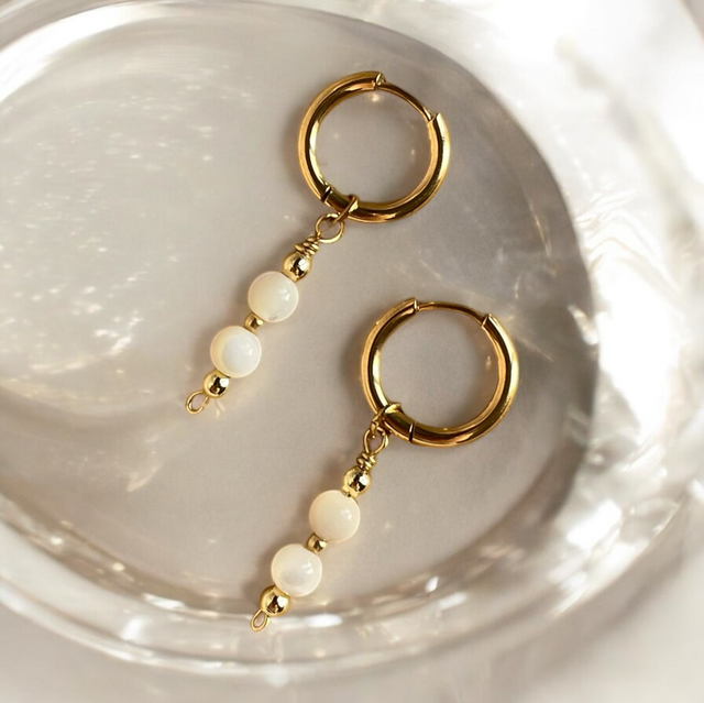 Boucles d’oreilles pendantes avec perles de Nacre