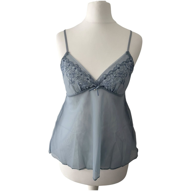 Muted blue ice princess floral embroidered cups cami  
