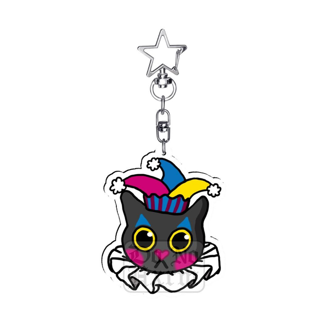 Clown Cat Acrylic Keyring 