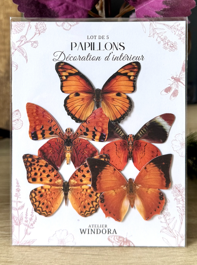 Lot de 5 Papillons Orange | Décoratifs