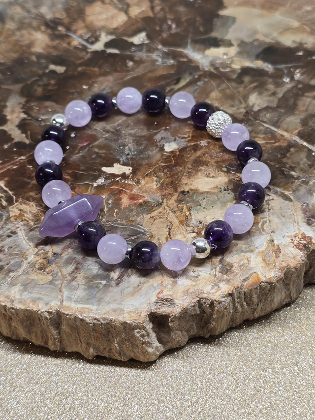 Bracelet Améthyste lavande et foncée 0,8 cm 