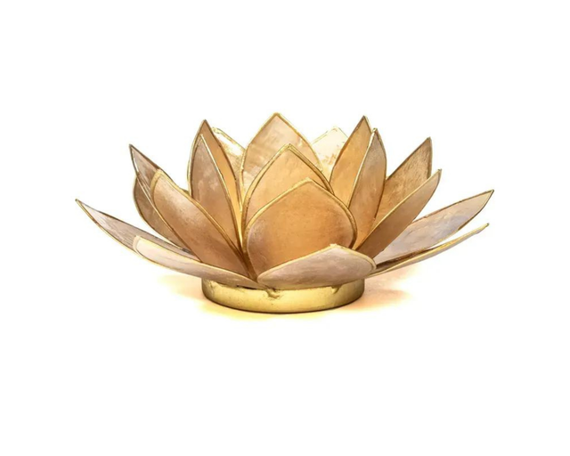 Bougeoir lotus beige fumé bords dorés