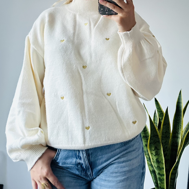 Trui met gouden hartjes 
