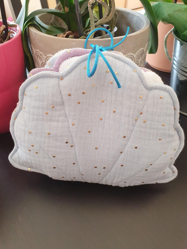 pochette de 6 lingettes coquillage sur commande
