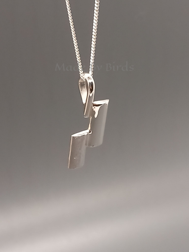 Hammered &amp; Smooth Sterling Silver Pendant Necklace 