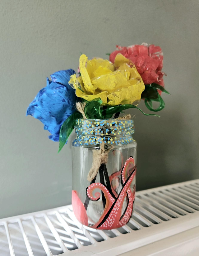 Crochet Ball Flowers Diffuser Bottles Glass Fragrance Containers Handpaint ECO Handmade