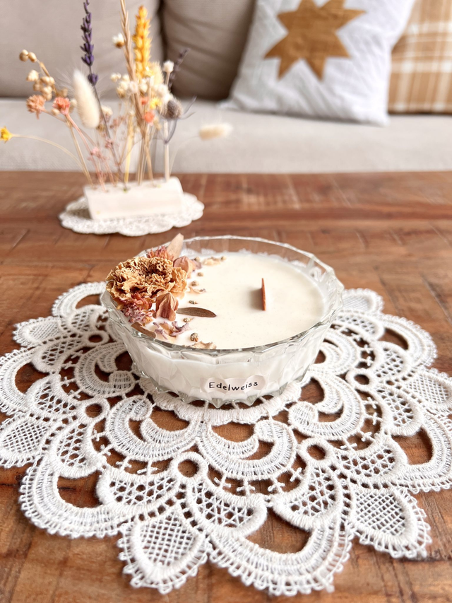 ✨ Bougie Edelweiss - ramequin &quot;à facette&quot;