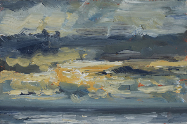 SS- Sunset over the sea at Charmouth Beach