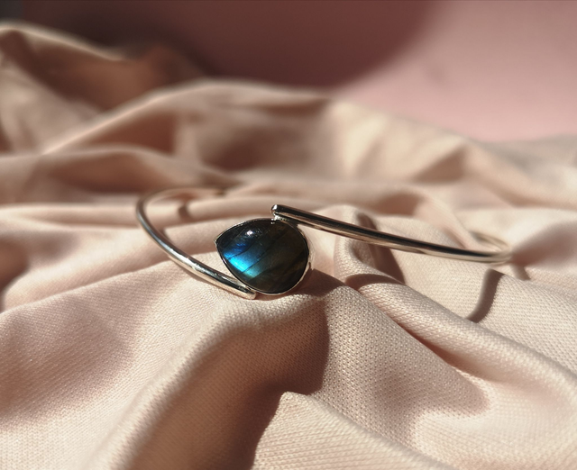 Labradorite Sterling Silver Bangle