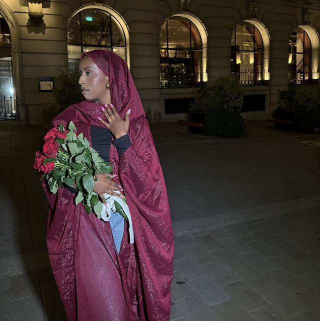 Burgundy Crinkle Abaya