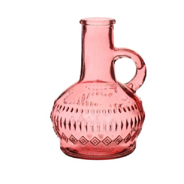 Gekleurd glazen flesje, vaasje, Lille Soft Pink 