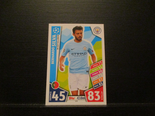 Bernardo Silva - UEFA Champions League Match Attax 2017/18 Original Trading Card #175