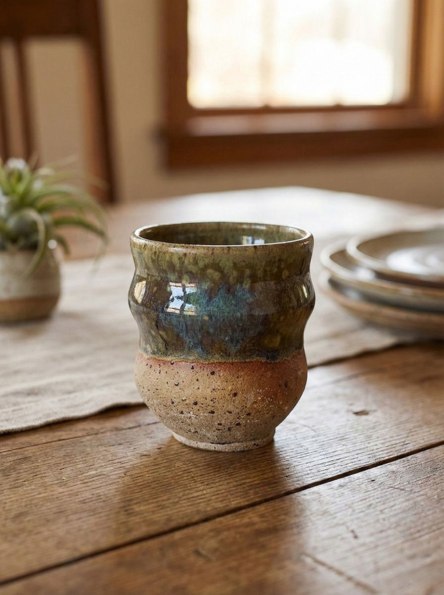 Curvy tumbler - Speckled green meadow