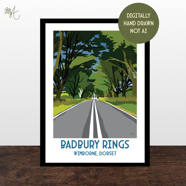 Badbury Rings, Wimborne, Travel Poster Print - Vintage Style Dorset Wall Art