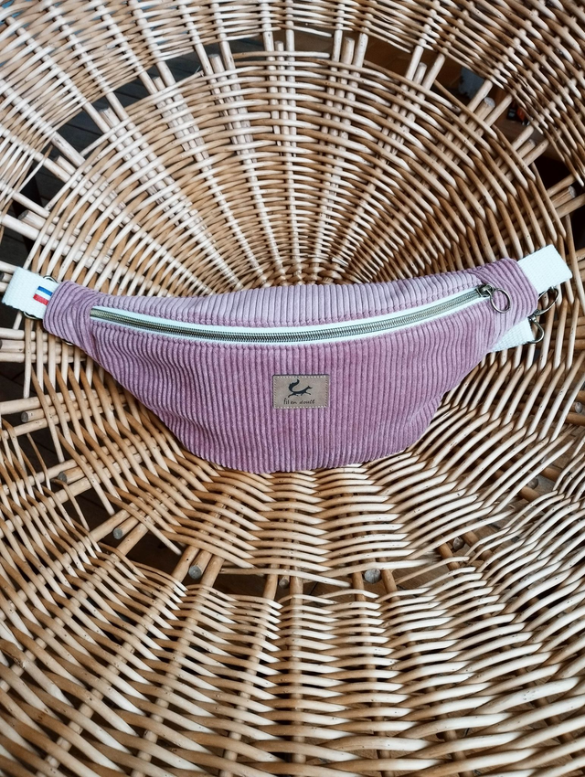 Sac banane en velours côtelé - Rose clair
