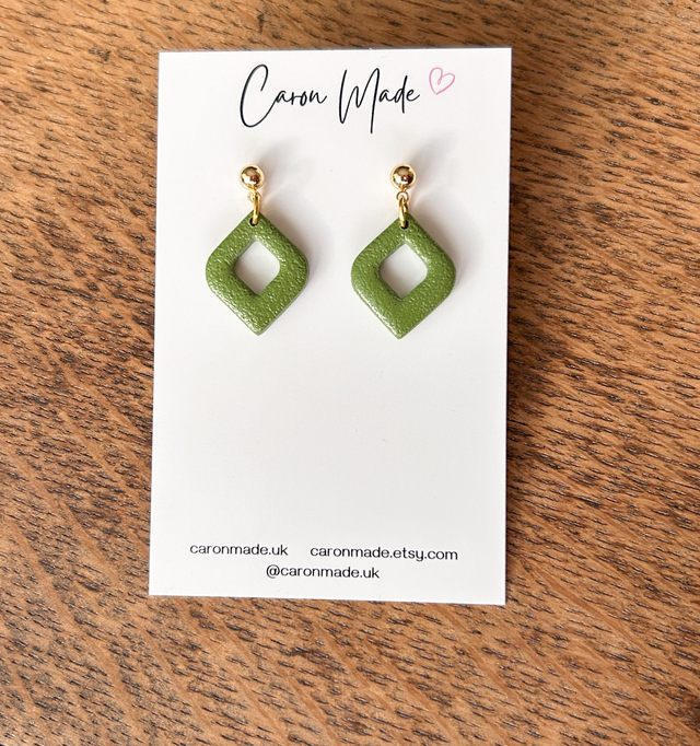 Olive green small drop earrings moroccan style