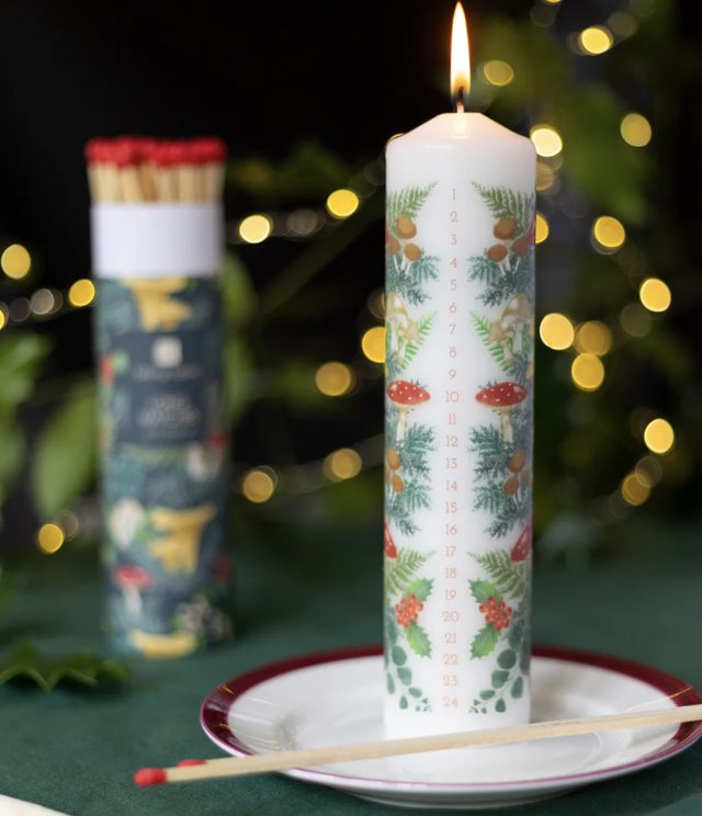 Woodland Forest Christmas Pillar Advent Candle