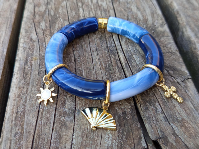 Bracelet perles tubes incurvées acrylique Tapti Rooh