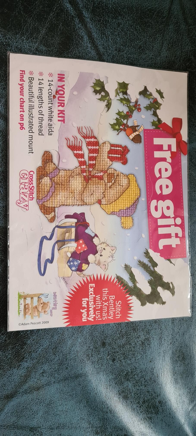 New Small Cross Stitch Kit Christmas Bear Aida