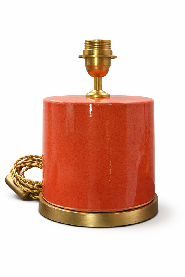 PIE DE LAMPARA CERAMICA CORAL BASE ORO